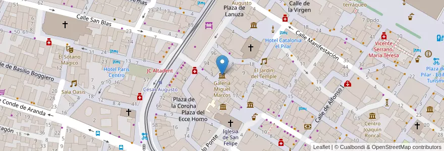 Mapa de ubicacion de Galería Miguel Marcos en İspanya, Aragón, Zaragoza, Zaragoza, Zaragoza.