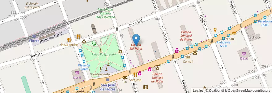 Mapa de ubicacion de Galeria Mil Flores, Flores en Argentinië, Ciudad Autónoma De Buenos Aires, Comuna 7, Buenos Aires.