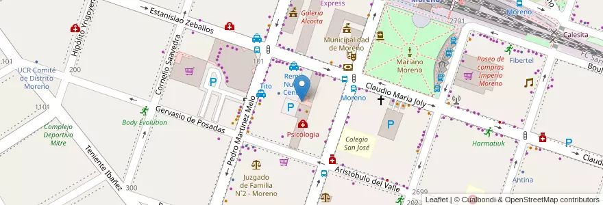 Mapa de ubicacion de Galeria Pasaje Sur en Arjantin, Buenos Aires, Partido De Moreno, Moreno.