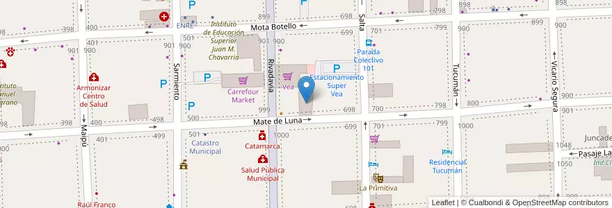 Mapa de ubicacion de Galeria Paseo del Fundador en Аргентина, Катамарка, Departamento Capital, Municipio De San Fernando Del Valle De Catamarca, San Fernando Del Valle De Catamarca.