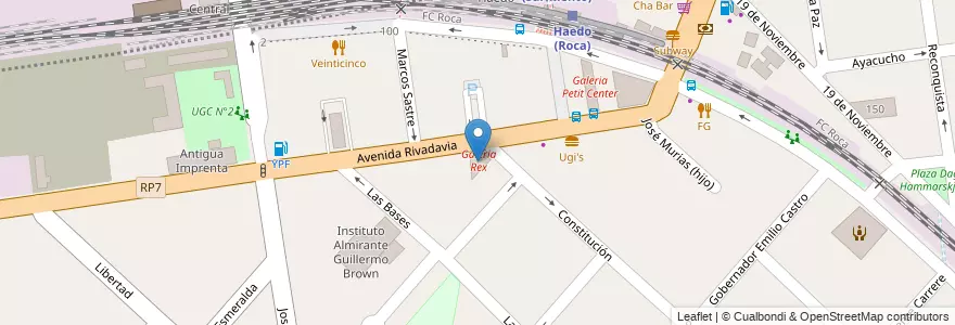 Mapa de ubicacion de Galeria Rex en Аргентина, Буэнос-Айрес, Partido De Morón, Haedo.