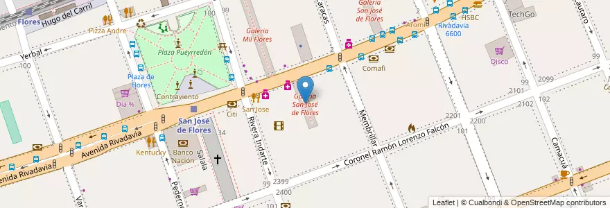 Mapa de ubicacion de Galeria San José de Flores, Flores en آرژانتین, Ciudad Autónoma De Buenos Aires, Comuna 7, Buenos Aires.