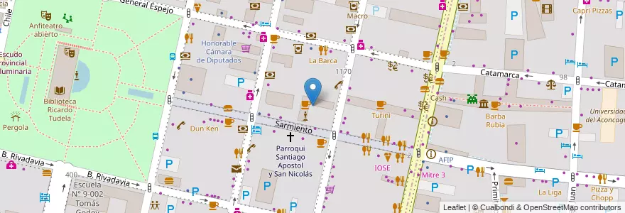 Mapa de ubicacion de Galería San Marcos en Argentina, Chile, Mendoza, Departamento Capital, Ciudad De Mendoza.