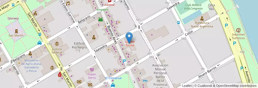 Mapa de ubicacion de Galería Tucma en Arjantin, Río Negro, Departamento Adolfo Alsina, Viedma, Viedma.