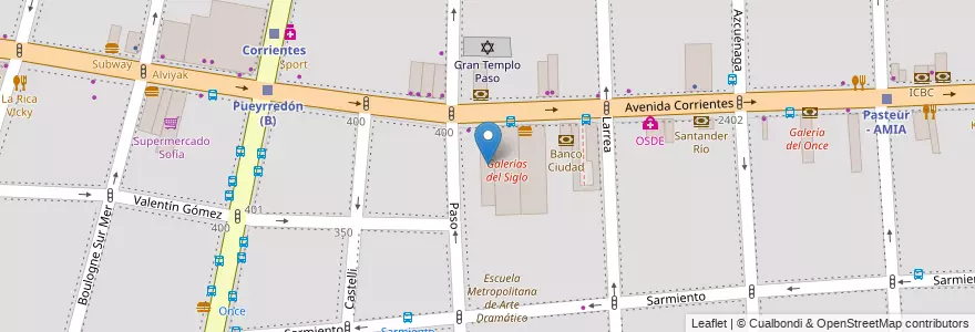 Mapa de ubicacion de Galería Vía del Sol, Balvanera en Argentinië, Ciudad Autónoma De Buenos Aires, Comuna 3, Buenos Aires.