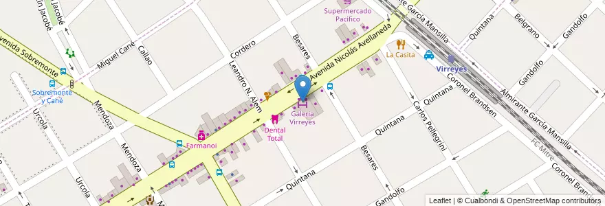 Mapa de ubicacion de Galeria Virreyes en Arjantin, Buenos Aires, Partido De San Fernando, Victoria.