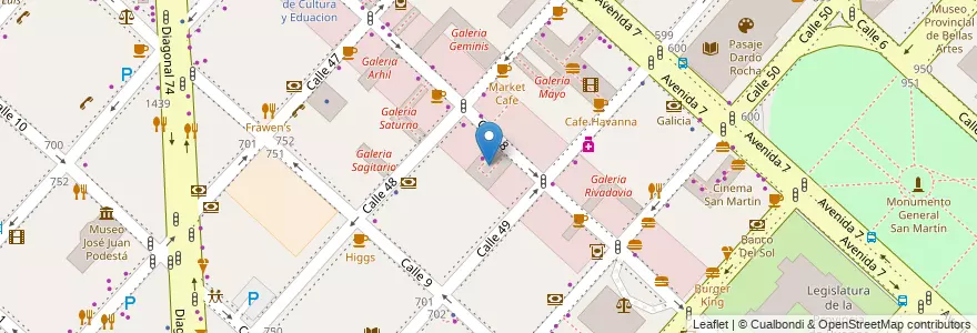Mapa de ubicacion de Galeria Williams, Casco Urbano en Argentina, Buenos Aires, Partido De La Plata, La Plata.