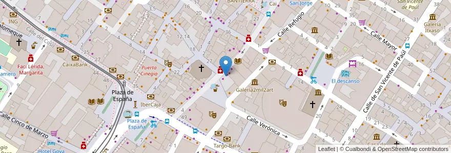 Mapa de ubicacion de Galería Zaragoza Gráfica(espacio Víctor Mira) en Espanha, Aragão, Saragoça, Zaragoza, Saragoça.