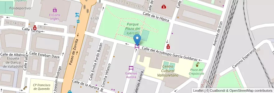 Mapa de ubicacion de Galerías Aurora en اسپانیا, Castilla Y León, Valladolid, Valladolid.