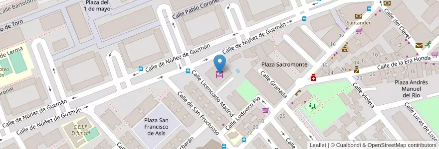 Mapa de ubicacion de Galerías León en إسبانيا, منطقة مدريد, منطقة مدريد, Área Metropolitana De Madrid Y Corredor Del Henares, القلعة الحجارة.