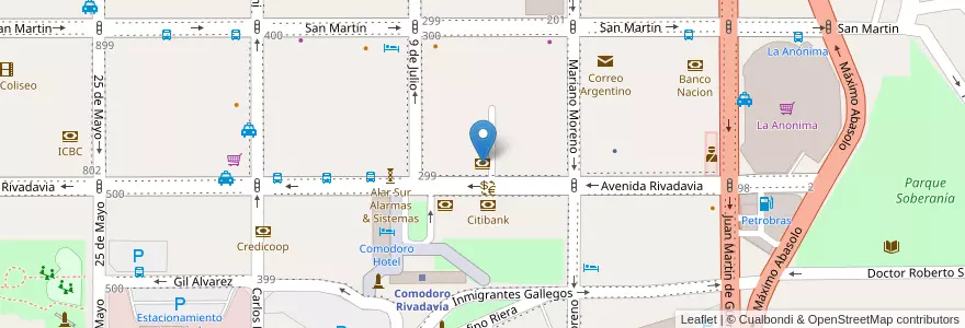 Mapa de ubicacion de Galicia en アルゼンチン, チュブ州, Departamento Escalante, Comodoro Rivadavia.