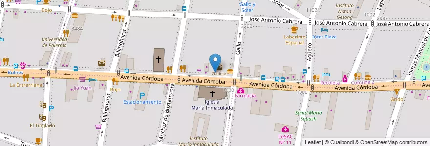 Mapa de ubicacion de Galicia en الأرجنتين, Ciudad Autónoma De Buenos Aires, Comuna 2, Buenos Aires.