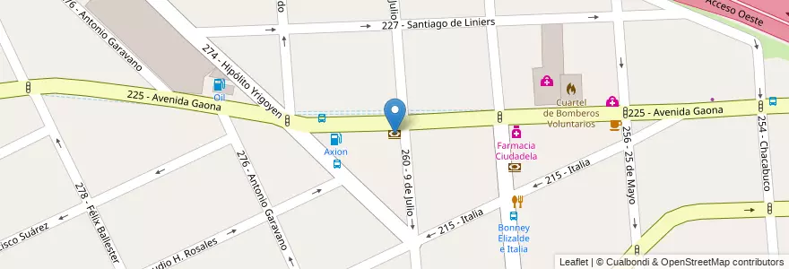 Mapa de ubicacion de Galicia en アルゼンチン, ブエノスアイレス州, Partido De Tres De Febrero, Ciudadela.