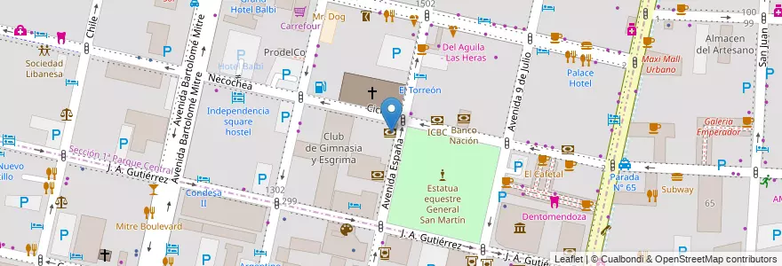 Mapa de ubicacion de Galicia en Argentine, Chili, Mendoza, Departamento Capital, Ciudad De Mendoza.