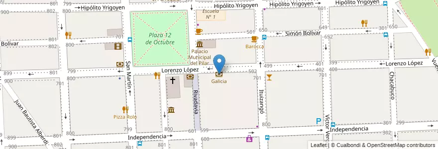 Mapa de ubicacion de Galicia en Arjantin, Buenos Aires, Partido Del Pilar, Pilar.