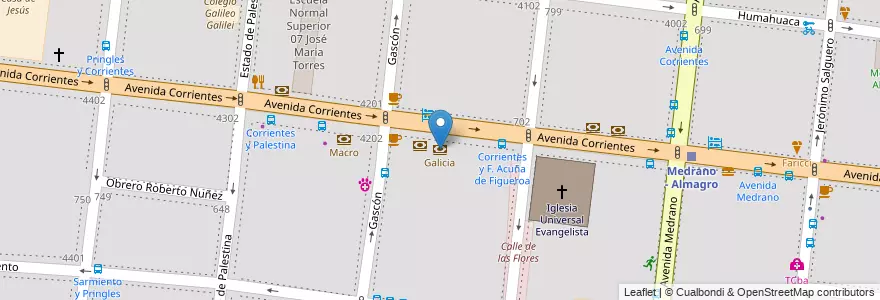 Mapa de ubicacion de Galicia, Almagro en الأرجنتين, Ciudad Autónoma De Buenos Aires, Comuna 5, Buenos Aires.