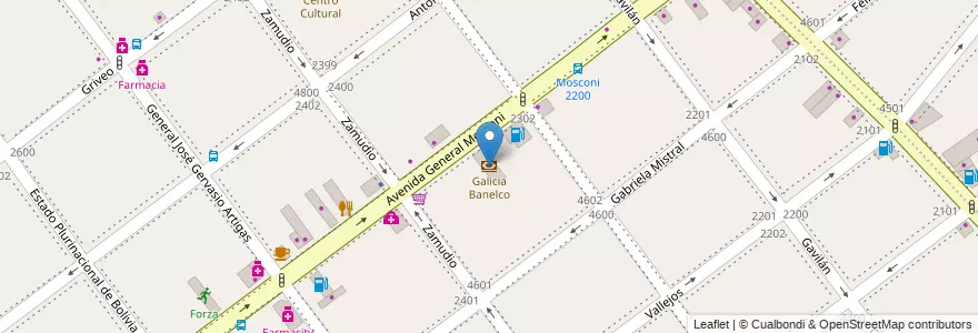Mapa de ubicacion de Galicia Banelco, Villa Pueyrredon en آرژانتین, Ciudad Autónoma De Buenos Aires, Comuna 12, Buenos Aires.