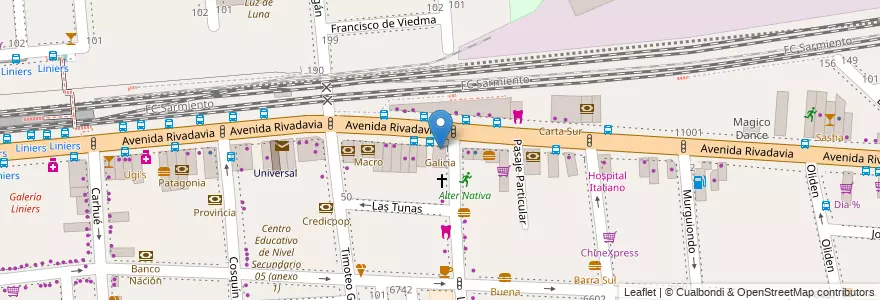 Mapa de ubicacion de Galicia, Liniers en アルゼンチン, Ciudad Autónoma De Buenos Aires, Comuna 9, ブエノスアイレス.