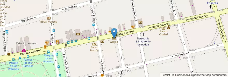 Mapa de ubicacion de Galicia, Parque Patricios en 阿根廷, Ciudad Autónoma De Buenos Aires, Comuna 4, 布宜诺斯艾利斯.