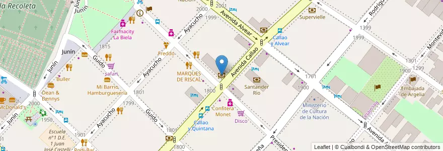 Mapa de ubicacion de Galicia, Recoleta en アルゼンチン, Ciudad Autónoma De Buenos Aires, Comuna 2, Comuna 1, ブエノスアイレス.