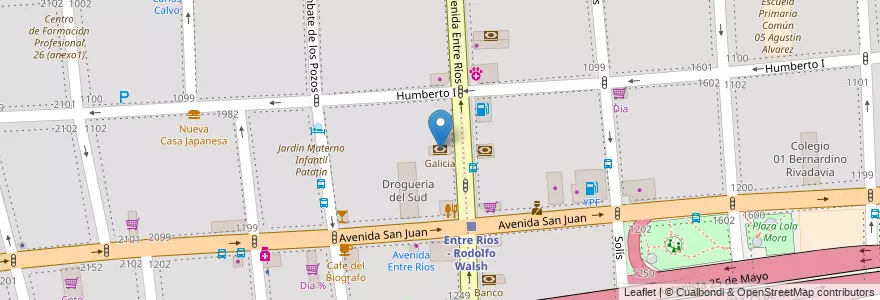 Mapa de ubicacion de Galicia, San Cristobal en 阿根廷, Ciudad Autónoma De Buenos Aires, Comuna 3, 布宜诺斯艾利斯.