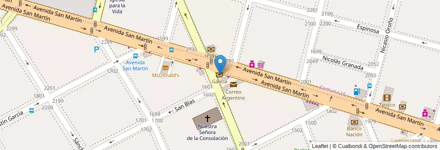 Mapa de ubicacion de Galicia, Villa General Mitre en Arjantin, Ciudad Autónoma De Buenos Aires, Buenos Aires.