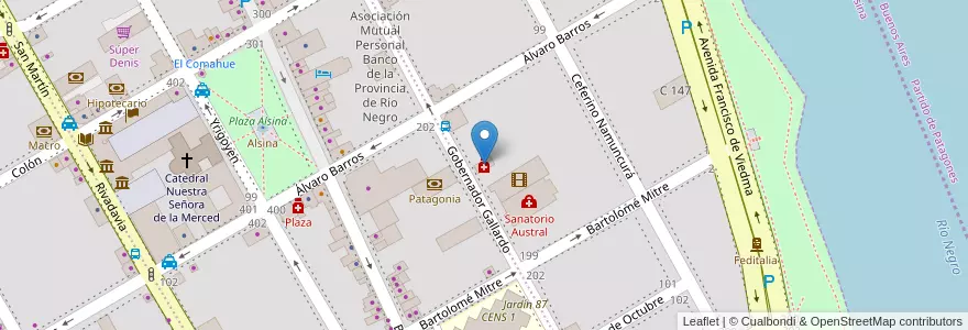 Mapa de ubicacion de Gallardo en آرژانتین, استان ریو نگرو، آرژانتین, Departamento Adolfo Alsina, Viedma, Viedma.