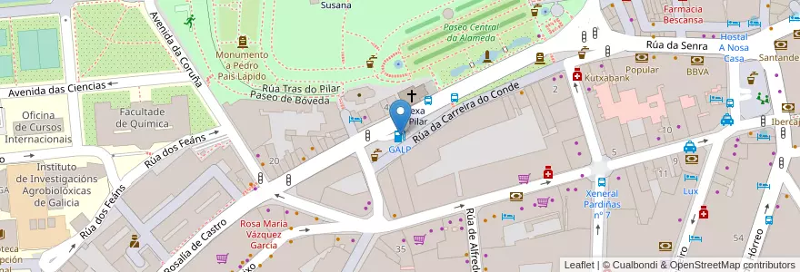 Mapa de ubicacion de GALP en Espagne, Galice, A Corogne, Santiago, Santiago De Compostela.