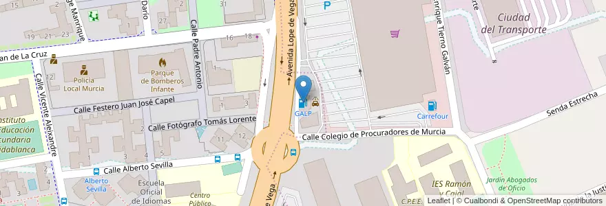 Mapa de ubicacion de GALP en スペイン, ムルシア州, ムルシア州, Área Metropolitana De Murcia, Murcia.