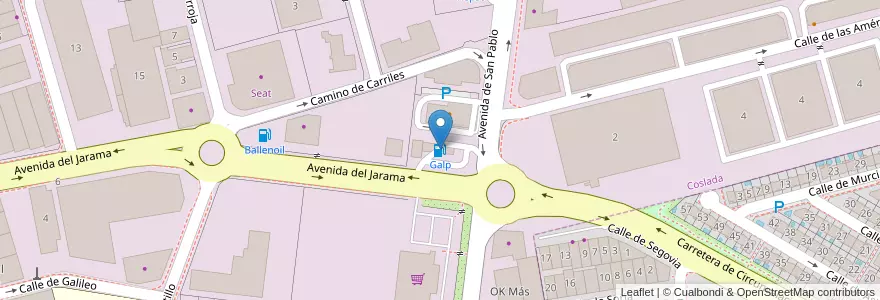 Mapa de ubicacion de Galp en Spain, Community Of Madrid, Community Of Madrid, Área Metropolitana De Madrid Y Corredor Del Henares, San Fernando De Henares, Coslada.