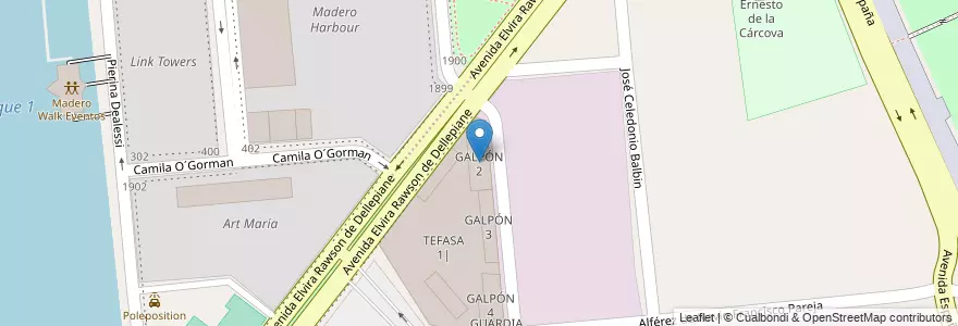 Mapa de ubicacion de GALPÓN 2, Puerto Madero en 아르헨티나, Ciudad Autónoma De Buenos Aires, Comuna 1, 부에노스아이레스.