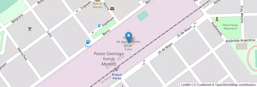 Mapa de ubicacion de Galpón de exposiciones Jorge Caro en Аргентина, Буэнос-Айрес, Partido De Roque Pérez, Roque Pérez.