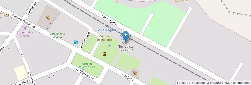 Mapa de ubicacion de Galpón de las Artes "Benedicta Cipolletti" en アルゼンチン, リオネグロ州, Departamento General Roca, Villa Regina.