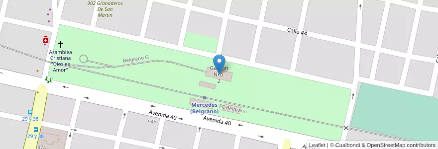 Mapa de ubicacion de Galpón Nro. 2 en Arjantin, Buenos Aires, Partido De Mercedes, Mercedes.