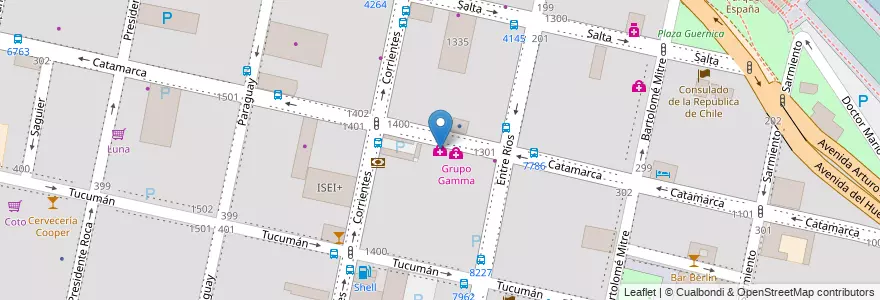 Mapa de ubicacion de GammaLab en アルゼンチン, サンタフェ州, Departamento Rosario, Municipio De Rosario, ロサリオ.