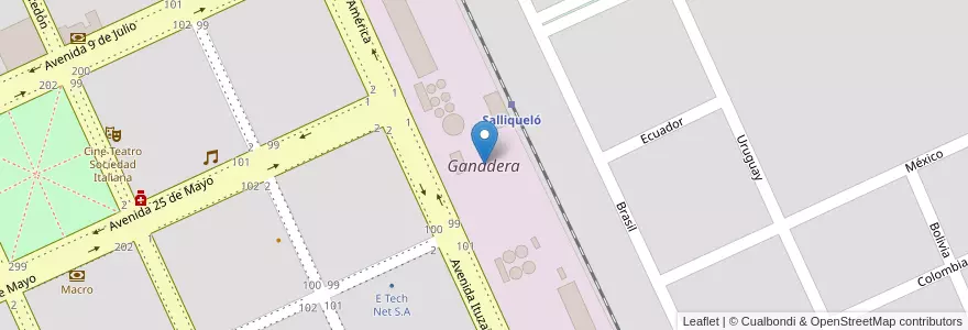 Mapa de ubicacion de Ganadera en Arjantin, Buenos Aires, Partido De Salliqueló.
