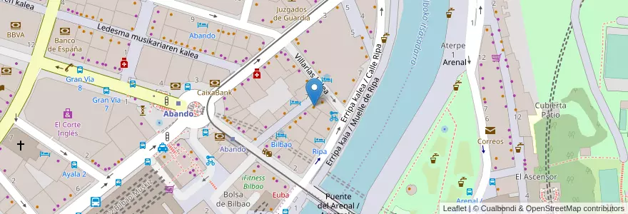 Mapa de ubicacion de Gandhi en España, Euskadi, Bizkaia, Bilboaldea, Bilbao.