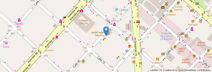 Mapa de ubicacion de Garabatos Jardin de Infantes, Casco Urbano en Аргентина, Буэнос-Айрес, Partido De La Plata, La Plata.