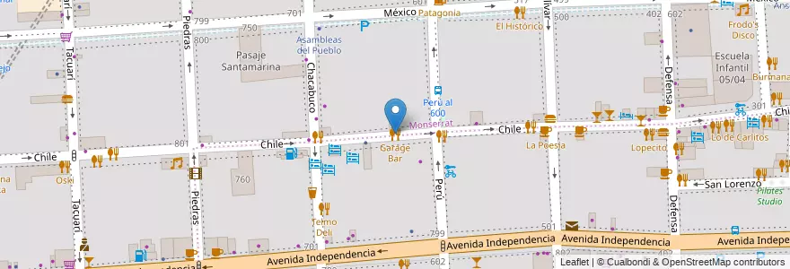 Mapa de ubicacion de Garage Bar, Montserrat en 阿根廷, Ciudad Autónoma De Buenos Aires, Comuna 1, 布宜诺斯艾利斯.