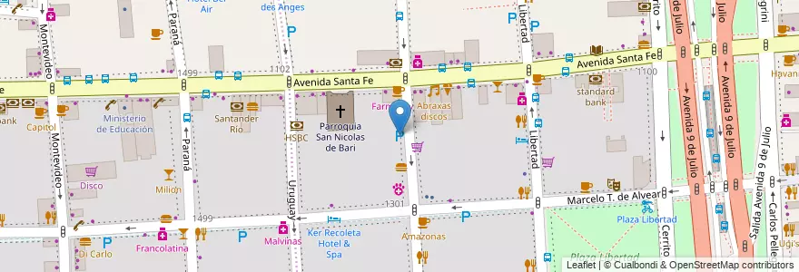Mapa de ubicacion de Garage Cervantes, Retiro en アルゼンチン, Ciudad Autónoma De Buenos Aires, Comuna 1, ブエノスアイレス.