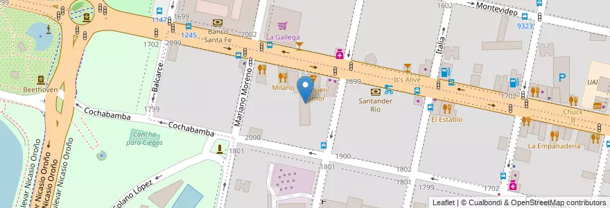 Mapa de ubicacion de Garage Pellegrini en Argentina, Santa Fe, Departamento Rosario, Municipio De Rosario, Rosario.