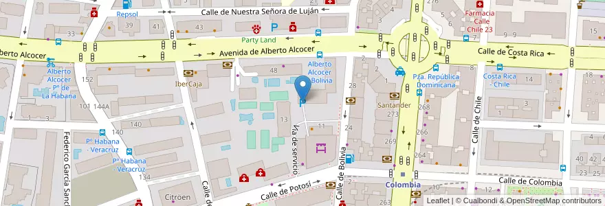 Mapa de ubicacion de Garage (privado) Bolivia 15 en Spanien, Autonome Gemeinschaft Madrid, Autonome Gemeinschaft Madrid, Área Metropolitana De Madrid Y Corredor Del Henares, Madrid.