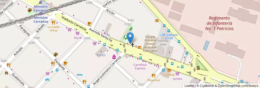 Mapa de ubicacion de Garage Santa Fe, Palermo en Arjantin, Ciudad Autónoma De Buenos Aires, Buenos Aires, Comuna 14.