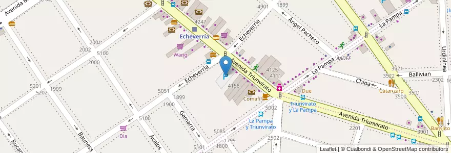 Mapa de ubicacion de Garage Triunvirato, Villa Urquiza en アルゼンチン, Ciudad Autónoma De Buenos Aires, Comuna 12, ブエノスアイレス.