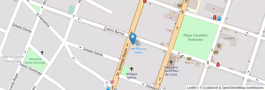 Mapa de ubicacion de Garaje Hotel Hermosina en アルゼンチン, ラ・リオハ州, Departamento Chilecito, Chilecito.