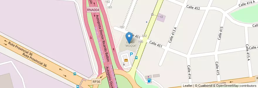 Mapa de ubicacion de Garaje "MOQSA" en Arjantin, Buenos Aires, Partido De Berazategui, Juan María Gutiérrez.