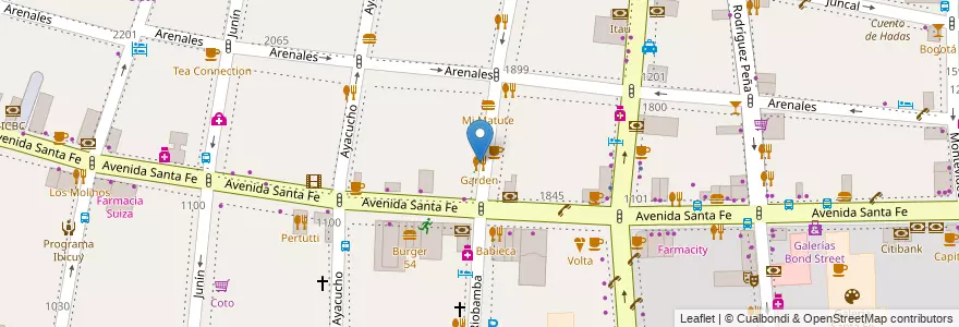 Mapa de ubicacion de Garden, Recoleta en アルゼンチン, Ciudad Autónoma De Buenos Aires, Comuna 2, ブエノスアイレス.