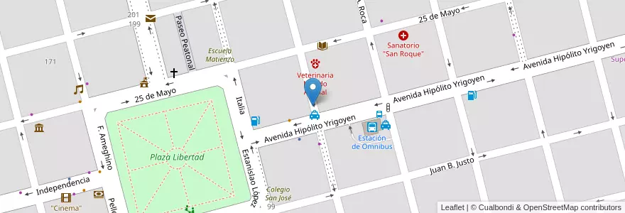 Mapa de ubicacion de Garione en Arjantin, Santa Fe, Departamento Castellanos, Municipio De Sunchales.