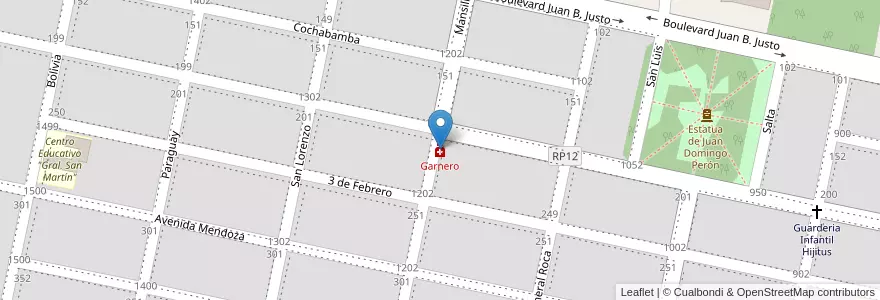 Mapa de ubicacion de Garnero en 阿根廷, Córdoba, Departamento Marcos Juárez, Pedanía Espinillos, Municipio De Marcos Juárez.