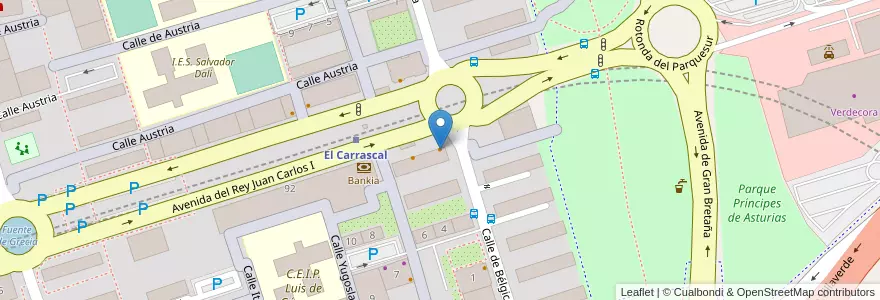 Mapa de ubicacion de Garret Irish Pub en Spain, Community Of Madrid, Community Of Madrid, Área Metropolitana De Madrid Y Corredor Del Henares, Leganés.